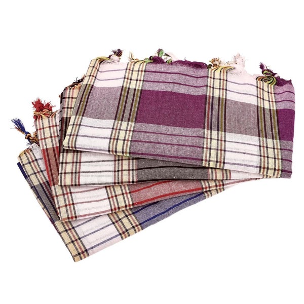 4x Hamamtuch CLASSIC rot blau schwarz lila kariert, leicht & platzsparend, 100% Baumwolle, 80 x 170 cm 4 St