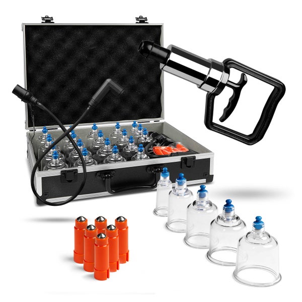 Pulox Schröpfgläser-Set - 19 Stk. im Koffer mit Vakuum-Pumpe 1 St
