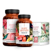 Haut-Haare-Nägel-Paket: Beauty Vitamine, Coenzym Q10 & Kollagen Bildungsunterstützung in einem veganen Bundle - ZAUBERHAFT, GLANZLEISTUNG & GLANZVOLL - NATURTREU®  g