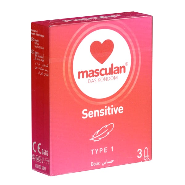 «Typ 1 Sensitive» rosa, 53 mm, extra dünn, silikonbefeuchtet (3 Kondome) 3 St