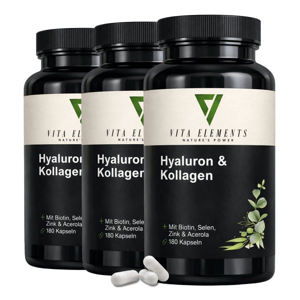Vita Elements Hyaluron & Kollagen Komplex Kapseln 3 x 180 St