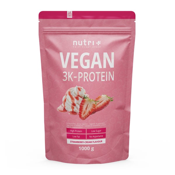 nutri+ Veganes Protein Pulver 3k - Strawberry Cream 1000 g