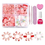 Falsche Nägel 96 4 Designs Quadratisch Red & White 01 1 ml ( 1 St