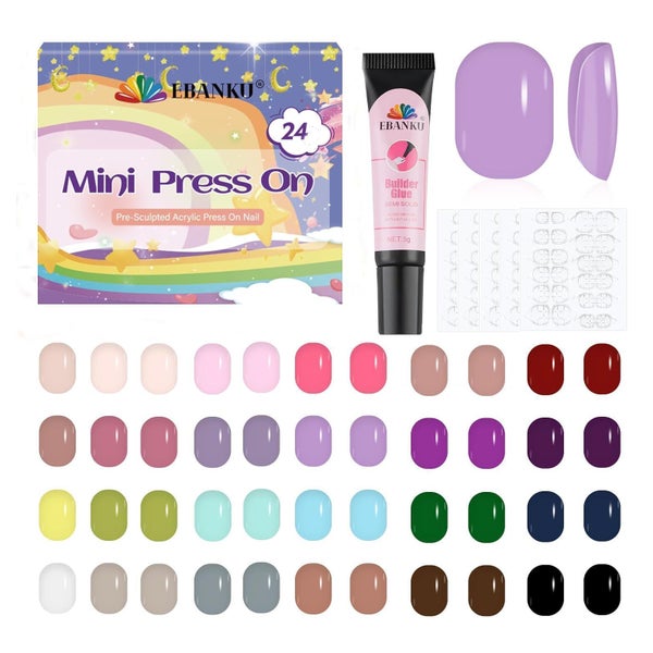 Falsche Nägel Kinder Kurz Glänzend Acryl 576 24 Farben 576P 1 St