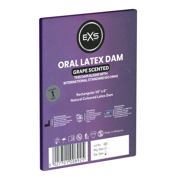 «Grape Scented Oral Latex Dam» – Hauchdünnes Lecktuch (1 Tuch) 1 St