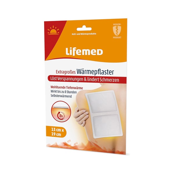 Lifemed Wärmepflaster extragroß, 19 cm x 13 cm, weiß, 3er Pack 4 St