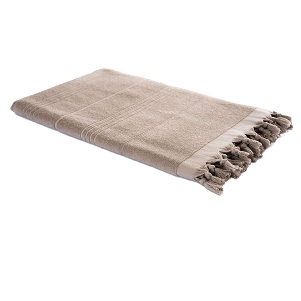 Hamamtuch FROTTIER 2in1 beige braun, funktionaler Stoffmix, 100% Baumwolle, 90 x 190 cm