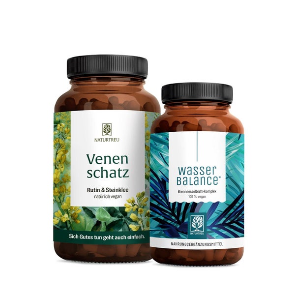 Schwere-Beine-Paket: Brennnesselblatt & Rutin + Steinklee in einem veganen Bundle - WASSERBALANCE & VENENSCHATZ - NATURTREU® 115.0 g