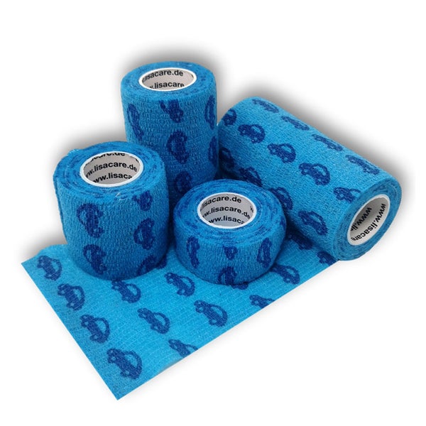 LisaCare Kohäsive Bandagen - 2,5cm-10cm - Auto Blau 4 St