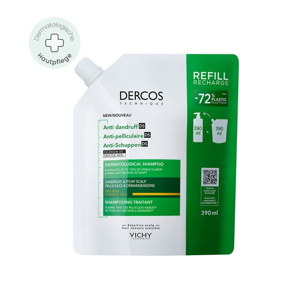 Dercos Anti-Schuppen Shampoo trockene Kopfhaut Nachfüllpack 390 ml