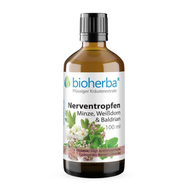 Nerventropfen Minze Weißdorn & Baldrian Tropfen 100 ml