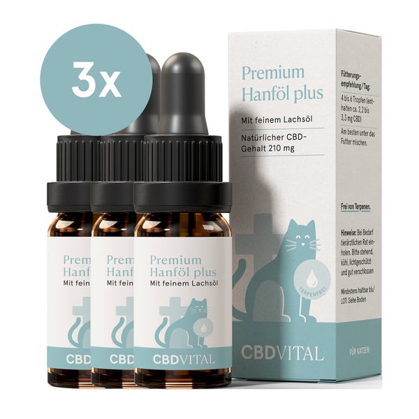 CBD VITAL Hanföl für Katzen mit 2,1 % CBD | 3er-Pack 10 ml