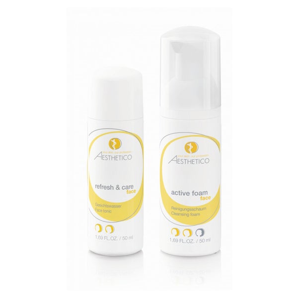 Aesthetico -Reiseset refresh & care + active foam, 2x - Reinigung, Aesthetico 100 ml