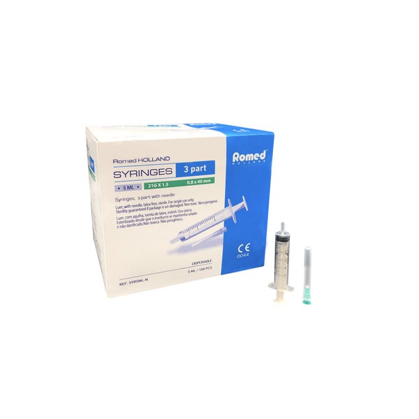 Romed Einmalspritzen mit Einmalkanülen 5 ml 3-teilig steril 100 St