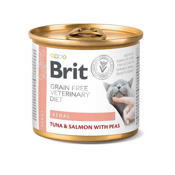 BRIT Veterinary Diet Renal Tuna&Salmon&Pea Nassfutter für Katzen 0,2 kg
