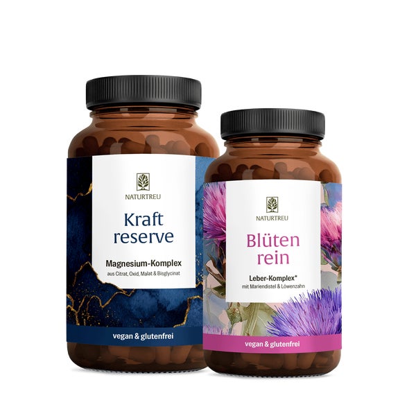 Bestseller-Paket: Mariendistel, Artischocke + Cholin & Magnesium in einem veganen Bundle - BLÜTENREIN & KRAFTRESERVE - NATURTREU® 266.8 g