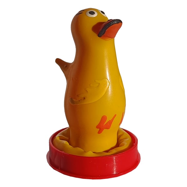 Scherzkondom «Große Ente» handbemalt, gelb, Motiv. (1 Stück) 1 St
