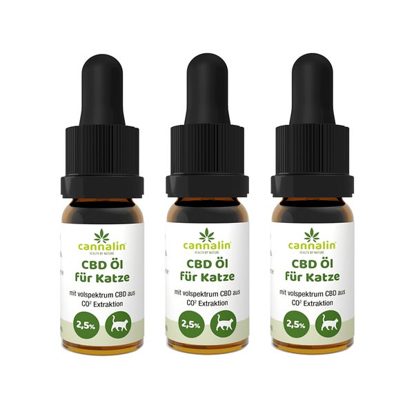 Cannalin - 3x CBD Öl für Katze mit Lachsöl - 2.5% 30 ml