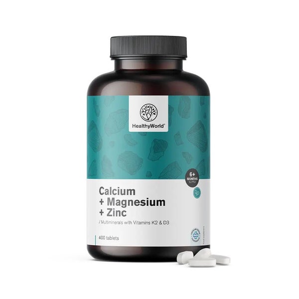 HealthyWorld Calcium + Magnesium + Zink – 9 Vitalstoffe mit Vitamin D3 & K2 400 St