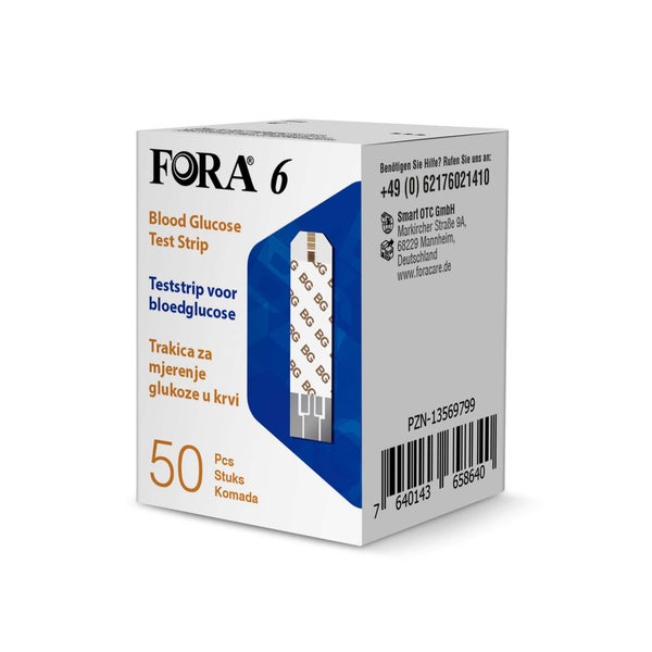 FORA 6 Blutzucker-Teststreifen (50 Stück) – 2er-Pack (100 Stück) 2 St