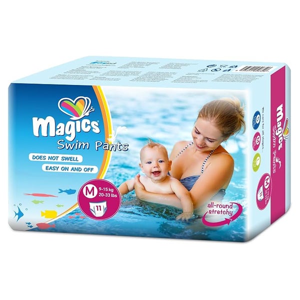 Magics Swim Pants Einweg-Schwimmwindeln für Babys, M(9-15kg) 11 St