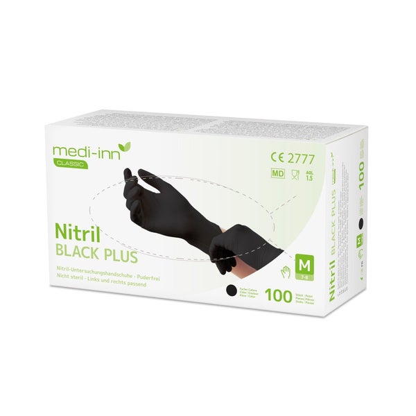 Medi-Inn Nitril Black Plus Einmalhandschuhe, schwarz, puderfrei, Gr. M 1000 St