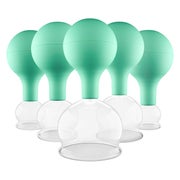 Produktabbildung: Pulox Schröpfgläser Set aus Echtglas - 5x Schröpfglas mit Saugball, verschiedene Größen in Grün 5 St