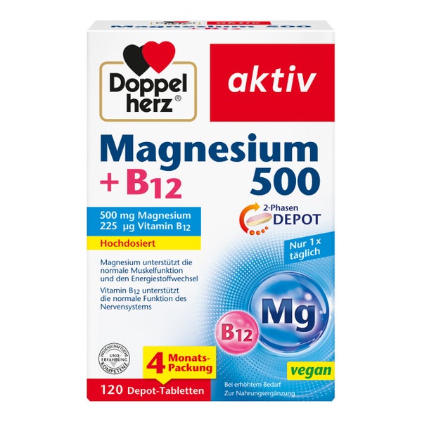Doppelherz Magnesium 500 + B12 2-Phasen DEPOT 120 St