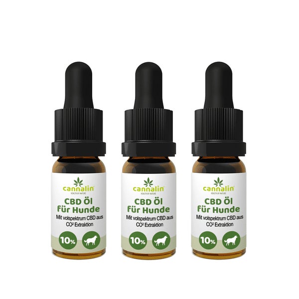 Cannalin - 3x CBD Öl für Hunde mit Lachsöl - 10% 30 ml