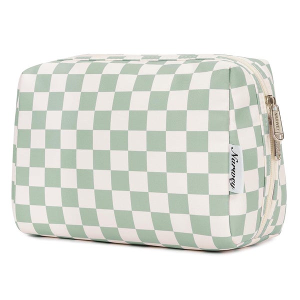 Kosmetiktasche Damen Schminktasche Kulturbeutel Gitter Minzg 1 St