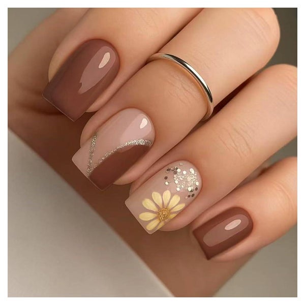 Press On Nails 24 Stück Herbstblumen DIY Maniküre Set Design 1 St