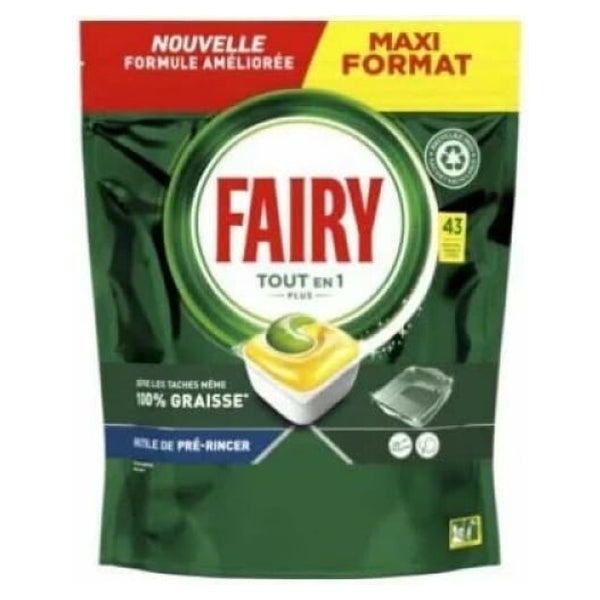 Fairy Original All in One Spülmaschinentabs, Zitrone, 43 Kapseln, wirksam auch auf eingebranntem Fett 1 St
