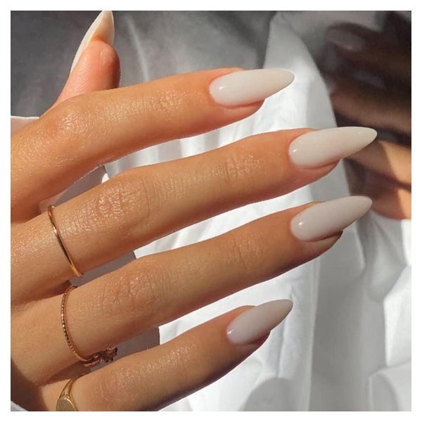 24 Stück Gradient Weiß Oval Kurz Glossy Milchig Fake Nägel f 1 St