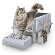 Katzenklo Edelstahl XXL Metallschaufel hoher Rand Grau 60*40 1 St