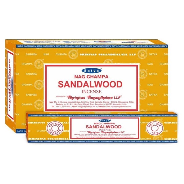 Satya Nag Champa Räucherstäbchen Sandelholz gelb 12 Stück Go 1 St