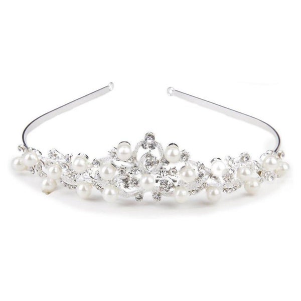 Silber Kristall Perle Diadem Hochzeit Braut Haarband 1 St