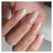 Künstliche Nägel 24 Stück Glitter Mandel Kurz French 31nude& 1 St