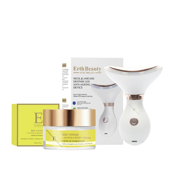 LED-Anti-Aging-System zur Definition von Hals und Kieferpartie + Bienengift + Manuka-Honig-Creme 50 ml 200 g