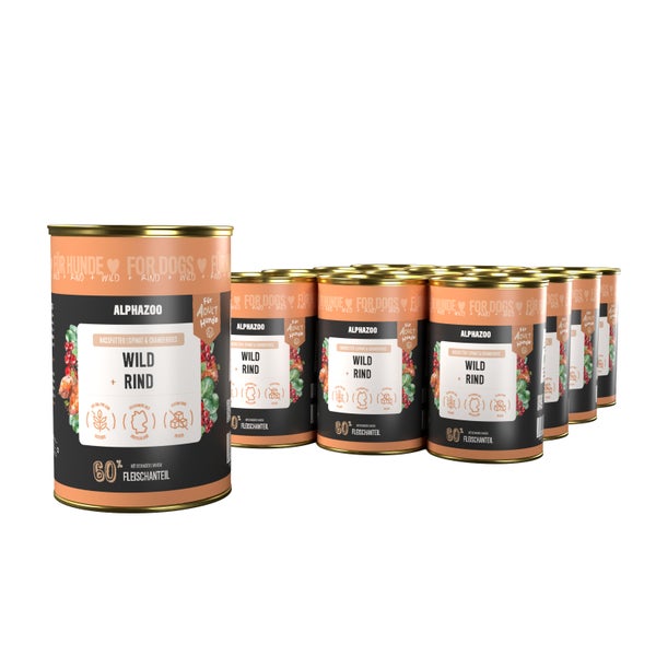 Angus Rind + Lamm Nassfutter für Adult Hunde 12er 4800 g