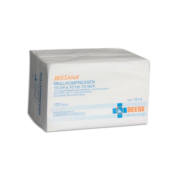 Beese Medical unsterile Mullkompressen 8- lagig 100 Stück - 10 x 10 cm 100 P