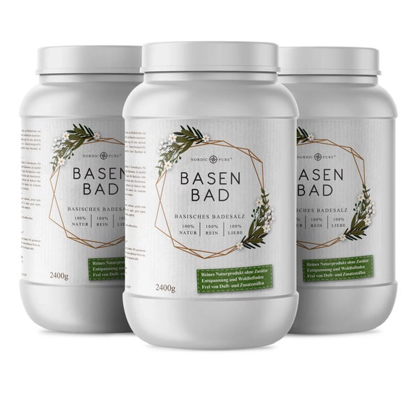 Nordic Pure Basenbad – basisches Badesalz, vegan & naturrein 3x2400 g