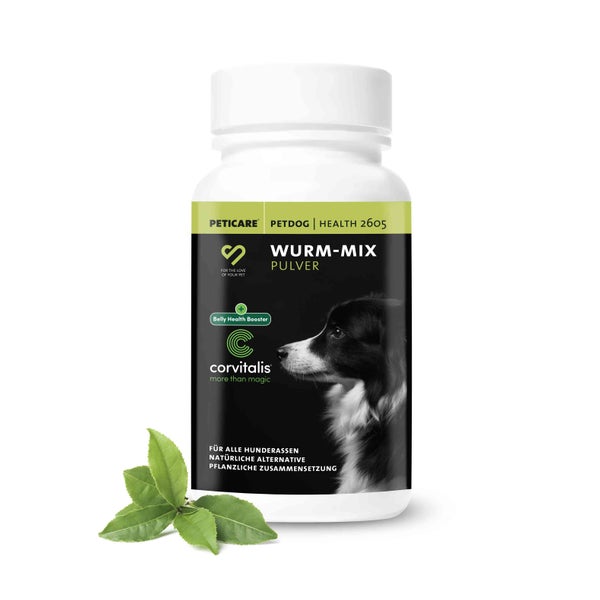 Peticare Wurm-Mix Pulver für Hunde, Natürliche Alternative 90 g