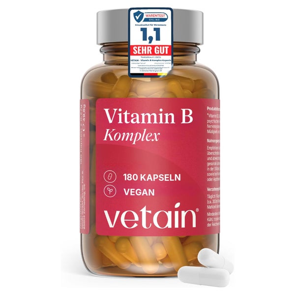 VETAIN Vitamin B Komplex - 8 essenzielle B-Vitamine - Vegan 180 St