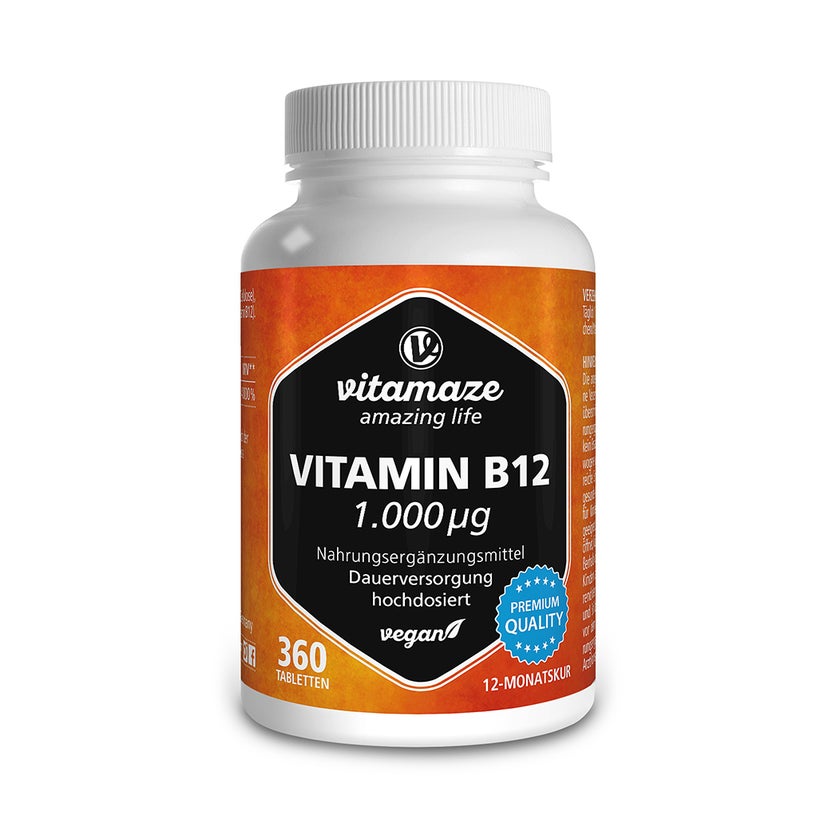 Vitamin B12 1000 µg hochdosiert vegan Tabletten 360 St