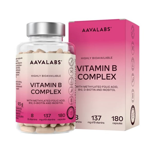Aavalabs Vitamin B-Komplex hochdosiert, 180 Kapseln 180 St