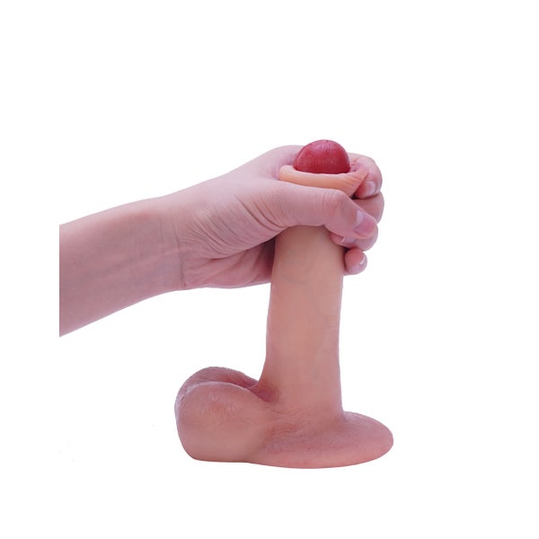 Sliding Skin Dildo - realistischer Dildo mit weicher Hodensack aus Silikon 1 St