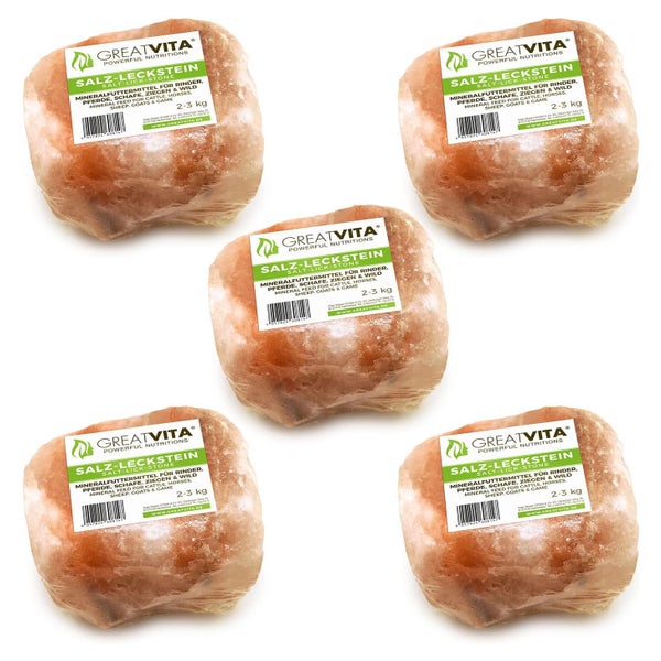 GreatVita Salzleckstein Kristallsalz rosa Mineralleckstein MultiPack 10000 g