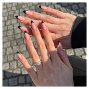 Kunstnägel Glitzer Mandel kurz schwarz French 21black&amp; f 1 St