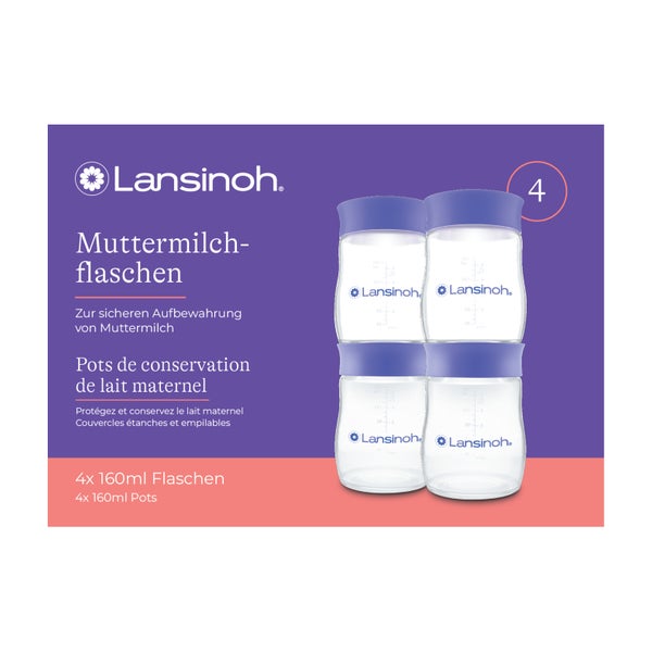 Lansinoh Muttermilchflasch.neue Flaschenfo.4x160ml 4 St
