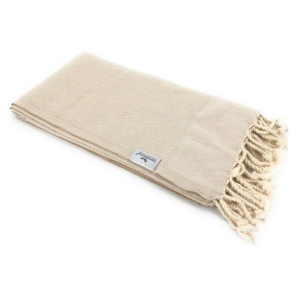 Hamamtuch FAVO beige mit feinem Pepita-Hahnentrittmuster, 100% Baumwolle, 90 x 170 cm 1 St